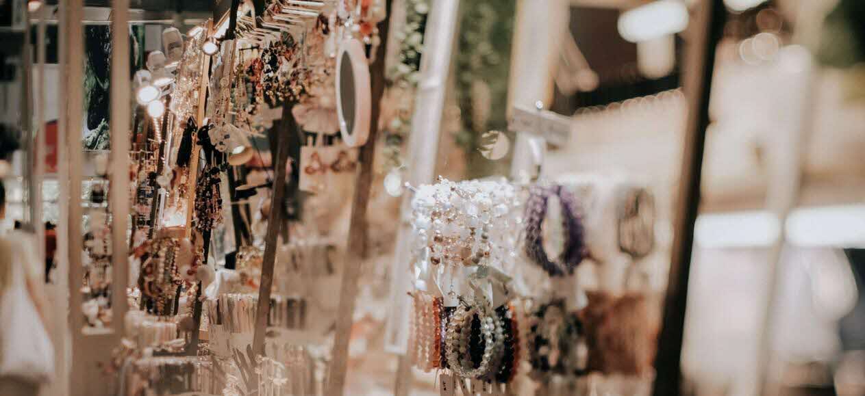 Jewelry and crafts on display