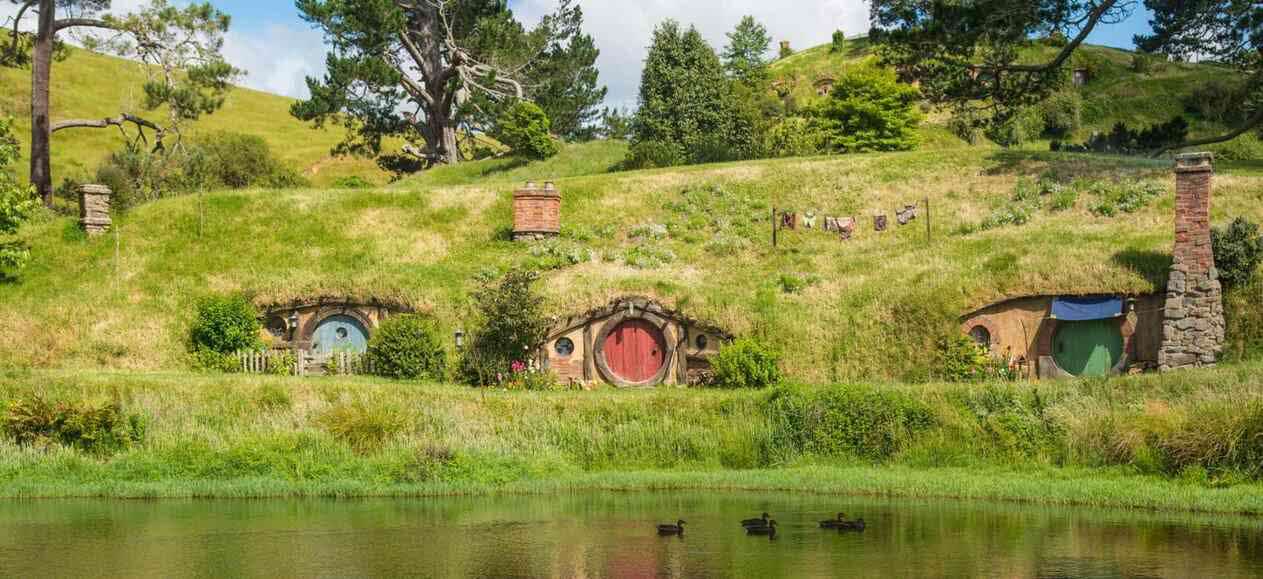Hobbit holes in Hobbiton, New Zealand
