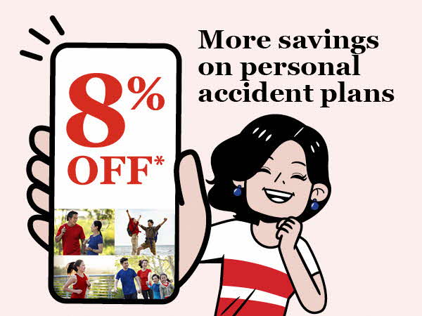 8% off* personal accident plans 